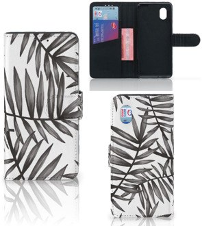 B2Ctelecom Hoesje met Tekst Alcatel 1B (2020) Wallet Case Leaves Grey