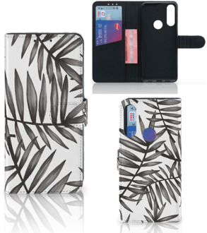 B2Ctelecom Hoesje met Tekst Alcatel 1S 2020 Wallet Case Leaves Grey