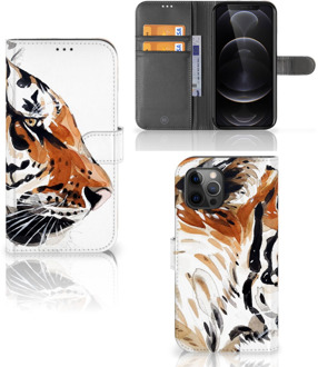 B2Ctelecom Hoesje met Tekst Apple iPhone 12 Pro Max Telefoon Hoesje Tiger