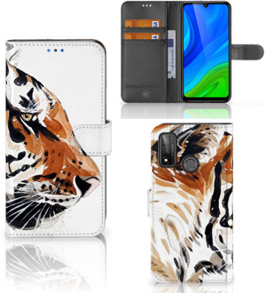 B2Ctelecom Hoesje met Tekst Huawei P Smart 2020 Telefoon Hoesje Tiger