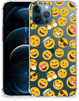 B2Ctelecom Hoesje met Tekst iPhone 12 | 12 Pro Telefoonhoesje  met doorzichtige rand Emoji