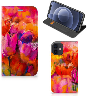 B2Ctelecom Hoesje met Tekst iPhone 12 Mini Smart Cover Tulips