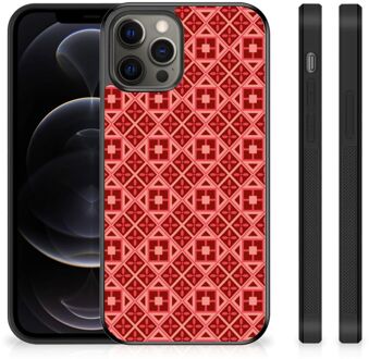 B2Ctelecom Hoesje met Tekst iPhone 12 Pro Max GSM Hoesje met Zwarte rand Batik Red