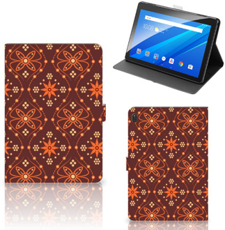 B2Ctelecom Hoesje met Tekst Lenovo Tab E10 Hoesje met Magneetsluiting Batik Brown