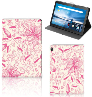 B2Ctelecom Hoesje met Tekst Lenovo Tablet M10 Hoes met Magneetsluiting Roze Bloemen