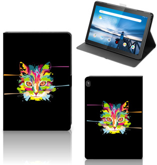 B2Ctelecom Hoesje met Tekst Lenovo Tablet M10 Hoes met Standaard Cat Color