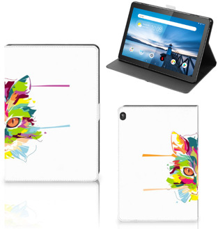 B2Ctelecom Hoesje met Tekst Lenovo Tablet M10 Hoes met Standaard Cat Color