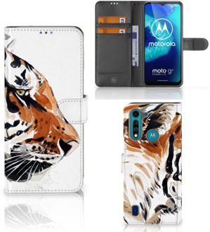 B2Ctelecom Hoesje met Tekst Motorola G8 Power Lite Telefoon Hoesje Tiger