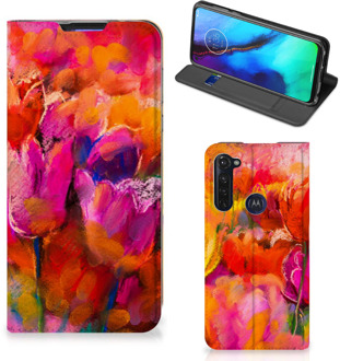 B2Ctelecom Hoesje met Tekst Motorola Moto G Pro Smart Cover Tulips