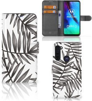 B2Ctelecom Hoesje met Tekst Motorola Moto G Pro Wallet Book Case Leaves Grey