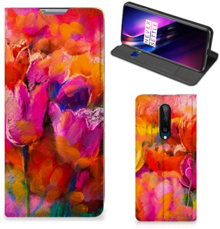 B2Ctelecom Hoesje met Tekst OnePlus 8 Smart Cover Tulips