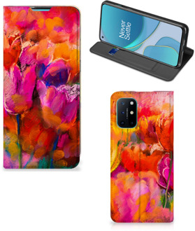 B2Ctelecom Hoesje met Tekst OnePlus 8T Smart Cover Tulips