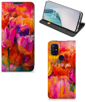 B2Ctelecom Hoesje met Tekst OnePlus Nord N10 5G Smart Cover Tulips