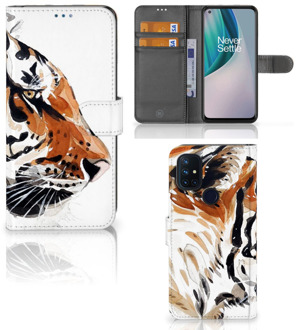 B2Ctelecom Hoesje met Tekst OnePlus Nord N10 Telefoon Hoesje Tiger