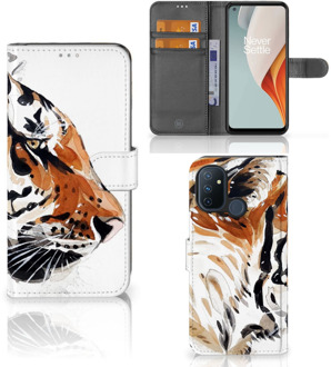 B2Ctelecom Hoesje met Tekst OnePlus Nord N100 Telefoon Hoesje Tiger