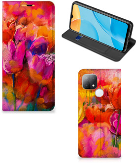 B2Ctelecom Hoesje met Tekst OPPO A15 Smart Cover Tulips