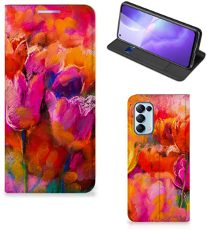 B2Ctelecom Hoesje met Tekst OPPO Find X3 Lite Smart Cover Tulips