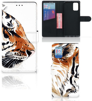 B2Ctelecom Hoesje met Tekst Samsung Galaxy A02s Flip Cover Samsung M02s Telefoon Hoesje Tiger