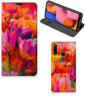 B2Ctelecom Hoesje met Tekst Samsung Galaxy A20s Smart Cover Tulips