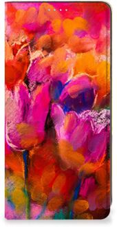 B2Ctelecom Hoesje met Tekst Samsung Galaxy A21s Smart Cover Tulips