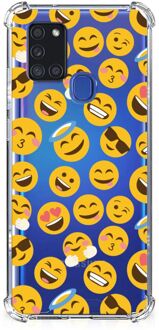 B2Ctelecom Hoesje met Tekst Samsung Galaxy A21s Telefoonhoesje  met doorzichtige rand Emoji