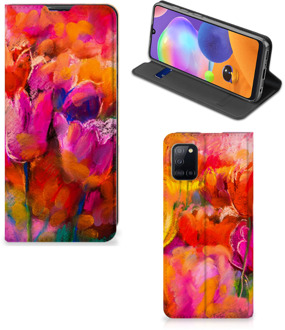 B2Ctelecom Hoesje met Tekst Samsung Galaxy A31 Smart Cover Tulips