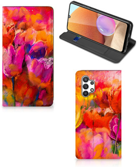 B2Ctelecom Hoesje met Tekst Samsung Galaxy A32 4G Smart Cover Tulips