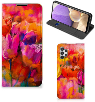 B2Ctelecom Hoesje met Tekst Samsung Galaxy A32 5G Smart Cover Tulips