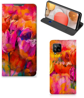 B2Ctelecom Hoesje met Tekst Samsung Galaxy A42 Smart Cover Tulips