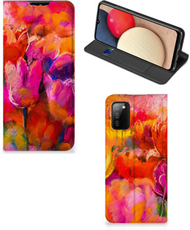 B2Ctelecom Hoesje met Tekst Samsung Galaxy M02s | A02s Smart Cover Tulips