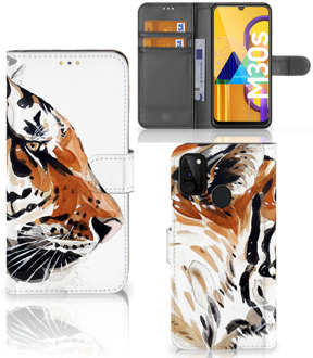 B2Ctelecom Hoesje met Tekst Samsung Galaxy M21 Telefoon Hoesje Tiger