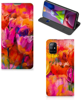 B2Ctelecom Hoesje met Tekst Samsung Galaxy M51 Smart Cover Tulips