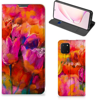 B2Ctelecom Hoesje met Tekst Samsung Galaxy Note 10 Lite Smart Cover Tulips