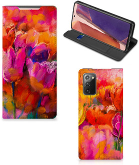 B2Ctelecom Hoesje met Tekst Samsung Galaxy Note20 Smart Cover Tulips