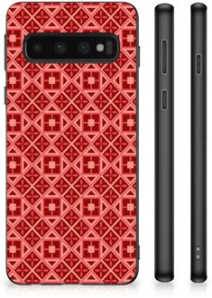 B2Ctelecom Hoesje met Tekst Samsung Galaxy S10 GSM Hoesje met Zwarte rand Batik Red