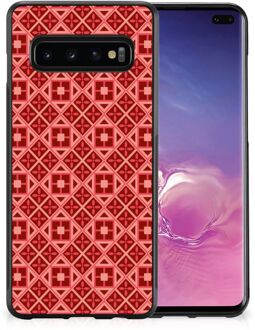 B2Ctelecom Hoesje met Tekst Samsung Galaxy S10+ GSM Hoesje met Zwarte rand Batik Red