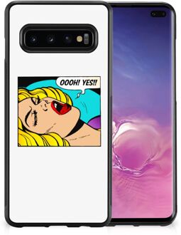 B2Ctelecom Hoesje met Tekst Samsung Galaxy S10+ Silicone Back Case met Zwarte rand Popart Oh Yes