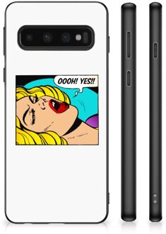 B2Ctelecom Hoesje met Tekst Samsung Galaxy S10 Silicone Back Case met Zwarte rand Popart Oh Yes