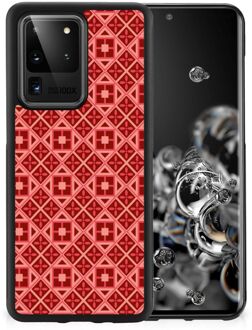 B2Ctelecom Hoesje met Tekst Samsung Galaxy S20 Ultra GSM Hoesje met Zwarte rand Batik Red