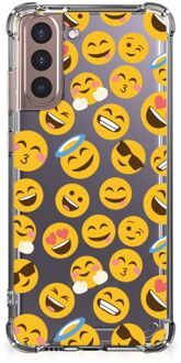 B2Ctelecom Hoesje met Tekst Samsung Galaxy S21 Plus Telefoonhoesje  met doorzichtige rand Emoji