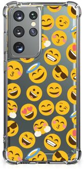 B2Ctelecom Hoesje met Tekst Samsung Galaxy S21 Ultra Telefoonhoesje  met doorzichtige rand Emoji