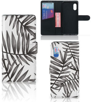 B2Ctelecom Hoesje met Tekst Samsung Xcover Pro Wallet Book Case Leaves Grey