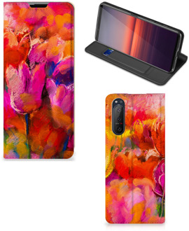 B2Ctelecom Hoesje met Tekst Sony Xperia 5 II Smart Cover Tulips