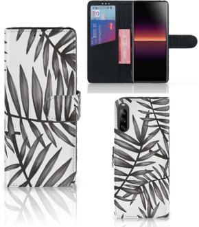 B2Ctelecom Hoesje met Tekst Sony Xperia L4 Wallet Case Leaves Grey