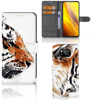 B2Ctelecom Hoesje met Tekst Xiaomi Poco X3 Telefoon Hoesje Tiger