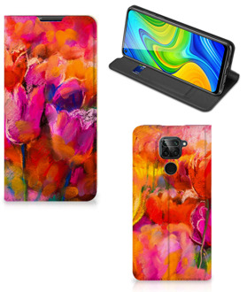 B2Ctelecom Hoesje met Tekst Xiaomi Redmi Note 9 Smart Cover Tulips