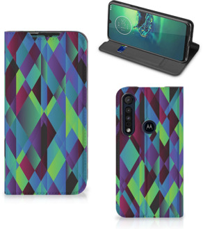 B2Ctelecom Hoesje Motorola G8 Plus Bookcase Abstract Groen Blauw