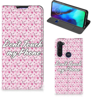 B2Ctelecom Hoesje Motorola Moto G Pro Bookcase Flowers Pink Don't Touch My Phone