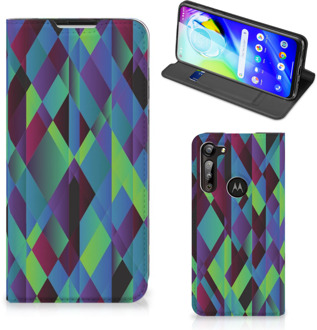 B2Ctelecom Hoesje Motorola Moto G8 Power Bookcase Abstract Groen Blauw