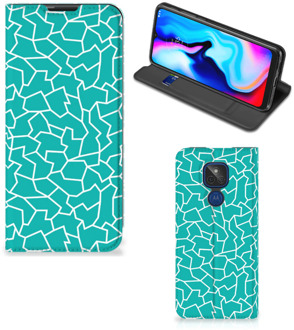 B2Ctelecom Hoesje Motorola Moto G9 Play Book Case Cracks Blue